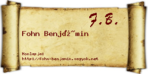 Fohn Benjámin névjegykártya