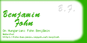 benjamin fohn business card